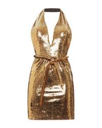 Moschino | Metallic Dry Clean Only Sequin Halter Dress | Lyst
