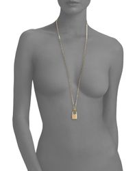 Michael Kors | Metallic Logo Padlock Chain Link Necklace | Lyst