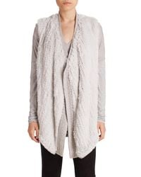 Vince | Gray Draped Wool & Rabbit Fur Vest | Lyst