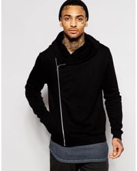 asymmetrical zip hoodie men's