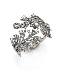 Oscar de la Renta | Metallic Floral Baguette Crystal Bracelet | Lyst