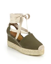 Pink Pony | Green Uma Canvas Espadrille Wedge Sandals | Lyst
