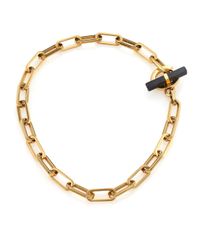 Michael Kors | Metallic Cityscape Chains Black Agate Toggle Necklace | Lyst