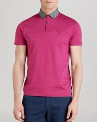 Ted Baker | Pink Hazdeb Printed Collar Relaxed Fit Polo Shirt for Men | Lyst