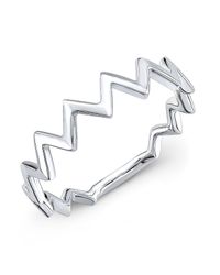 Anne Sisteron - 14kt White Gold Zig Zag Stacking Ring - Lyst