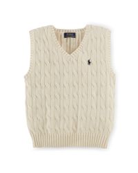 Ralph Lauren Cable-Knit Cotton Sweater Vest in Natural | Lyst