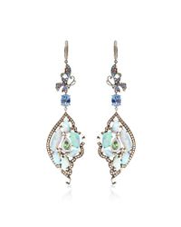 Wendy Yue | Blue One Of A Kind Organic Multi Stone Chandelier Earrings | Lyst