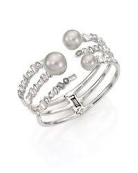 Alexis Bittar | Metallic Miss Havisham Faux Pearl Multi-row Cuff Bracelet | Lyst