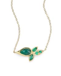 Ila & I | Green Roxana Emerald & 14K Yellow Gold Leaf Pendant Necklace | Lyst