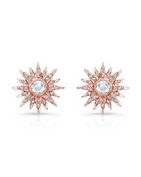 Anne Sisteron - Pink 14kt Rose Gold Diamond Vintage Style Starburst Stud Earrings - Lyst