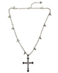 John Richmond | Metallic Roses & Cross Necklace | Lyst
