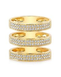 Anne Sisteron - 14kt Yellow Gold Diamond Large Triple Bar Ring - Lyst