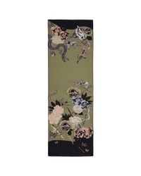 Alexander McQueen Multicolor Dagger Tattoo Skull Fil Coupé Silk Blend Scarf