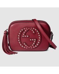 Gucci Soho Studded Leather Disco Bag in Bordeaux Leather (Red) - Lyst
