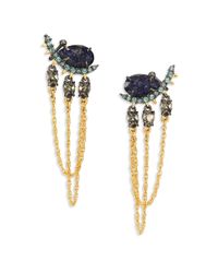 Alexis Bittar | Metallic Elements Dark Alchemy Spiked Crystal & Draped Chain Swoop Earrings | Lyst