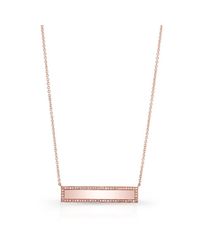 Anne Sisteron - Pink 14kt Rose Gold Diamond Rimmed Bar Necklace - Lyst