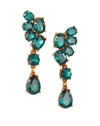 Oscar de la Renta | Blue Asymmetrical Crystal Clip-on Drop Earrings | Lyst