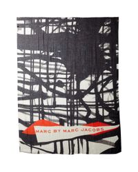 Marc By Marc Jacobs Black Drippy Plaid Scarf