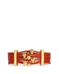 Alexander McQueen | Red Multi Skull Leather Bracelet | Lyst