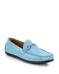Saks Fifth Avenue | Blue Suede Drivers for Men | Lyst