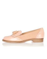 River Island Natural Nude Leather Tassel Loafers