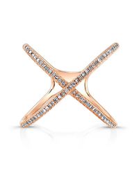 Anne Sisteron - Pink 14kt Rose Gold Diamond X Ring - Lyst