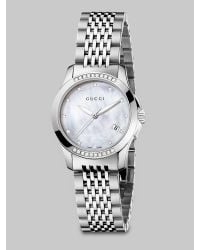 Gucci | Metallic G-timeless Diamond, Mother-of-pearl & Stainless Steel Bracelet Watch | Lyst