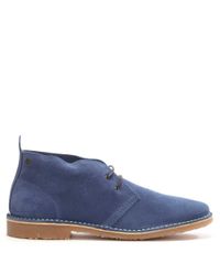Jack & Jones Blue Gobi Navy Suede Lace Up Desert Boot for men