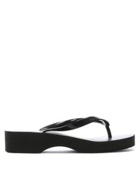 Tory Burch Black Wedge Toe Post Flip Flops