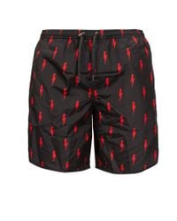 Neil Barrett - Black 'lightening Bolt' Swim Shorts for Men - Lyst