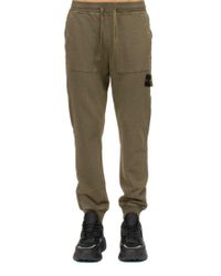 Stone Island Cotton Sweatpants in Green for Men - Lyst