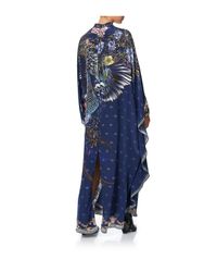 Camilla Blue Kaftan W/ High Collar Stand
