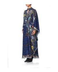 Camilla Blue Kaftan W/ High Collar Stand