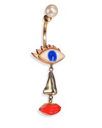 Delfina Delettrez | Metallic Anatomik 4mm White Freshwater Pearl & Enamel Single Drop Earring | Lyst