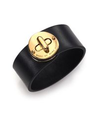 Marc By Marc Jacobs | Metallic Turnlock Leather Logo Bracelet | Lyst