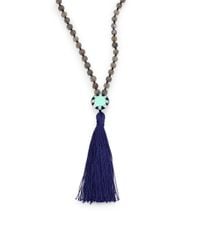 Iam By Ileana Makri | Blue Kompoloi Labradorite, Enamel, Sterling Silver & Silk Beaded Tassel Necklace | Lyst