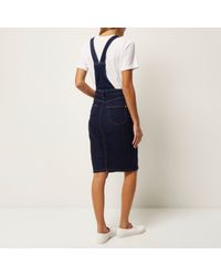 dark blue dungaree dress