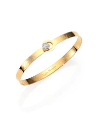 Phillips House | Metallic Affair Diamond 14k Yellow White Gold Mini Love Always Bangle Bracelet | Lyst