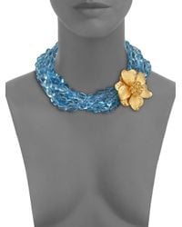 Kenneth Jay Lane | Blue Flower Beaded Multi-strand Necklace | Lyst
