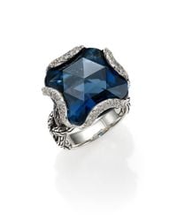 John Hardy | Classic Chain London Blue Topaz Diamond Sterling Silver Large Braided Ring | Lyst