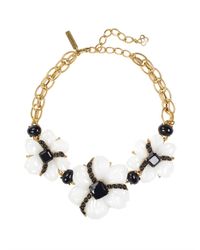 Oscar de la Renta | Black Resin and Cabochon Flower Necklace | Lyst