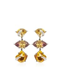 Tito Pedrini | Metallic One Of A Kind Artigli Citrine Ametrine and Diamonds Earrings | Lyst