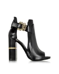 Roberto Cavalli - Serpent Black Leather Sandal - Lyst
