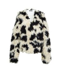Tibi White Cozy Jacket - Ivory/black Multi