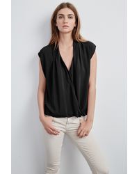 Velvet By Graham & Spencer - Black Manda Challis Crossover Top - Lyst