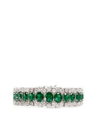 CZ by Kenneth Jay Lane | Green Oval Cut Surround Cubic Zirconia Bracelet | Lyst