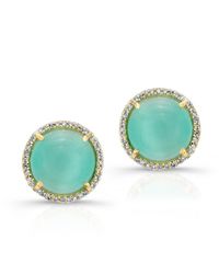 Anne Sisteron - 14kt Yellow Gold Aqua Shatoyant Diamond Round Stud Earrings - Lyst