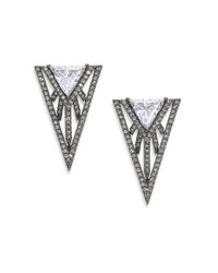 Adriana Orsini | Metallic Deco Pave Triangle Burst Earrings | Lyst