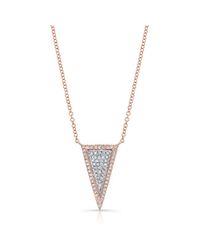 Anne Sisteron - Pink 14kt Rose And White Gold Diamond Long Triangle Necklace - Lyst