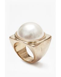 French Connection | Metallic Faux Pearl Ring | Lyst